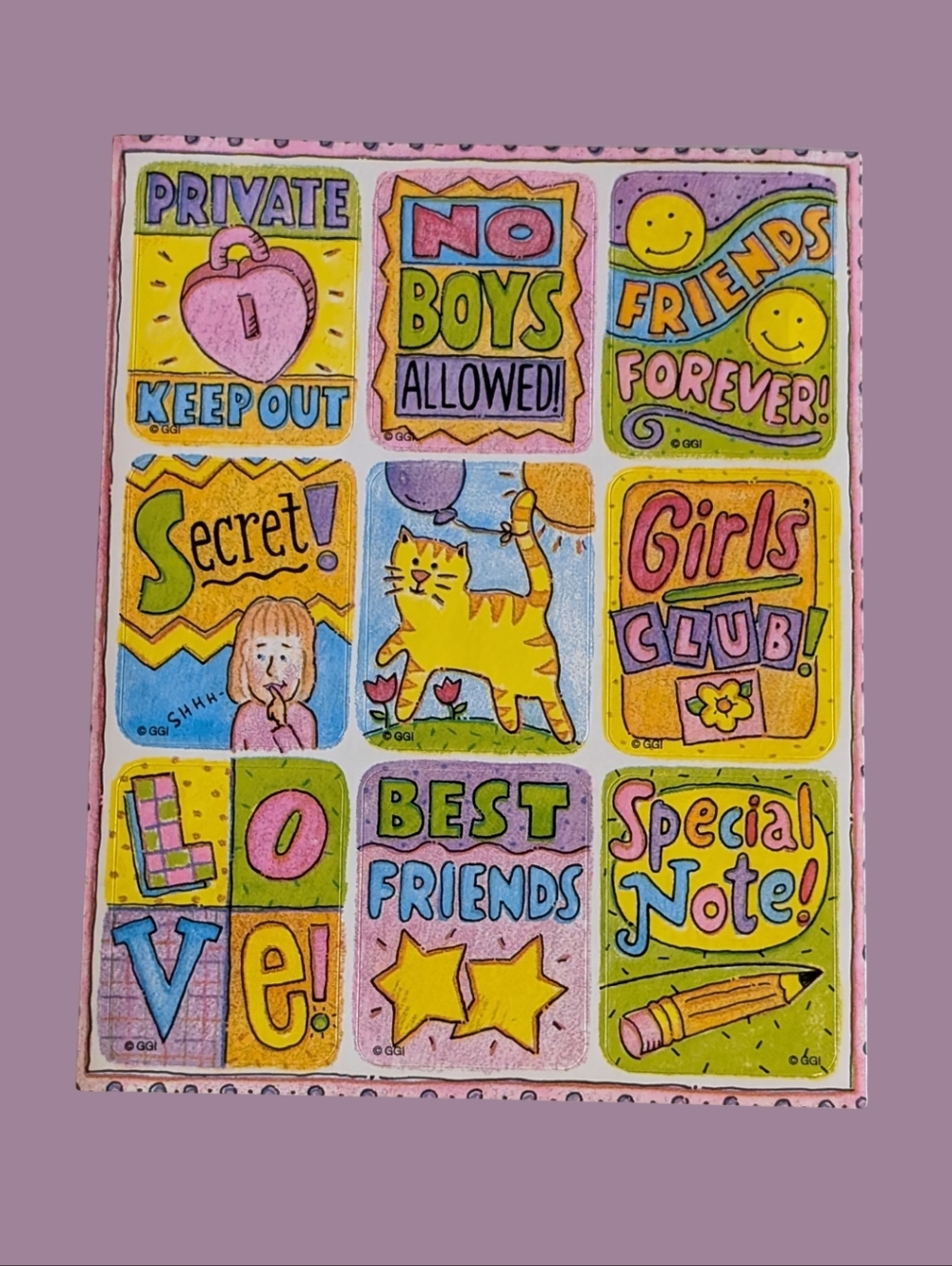 Vintage 1997 Gibson Stickety Doo Da Unused Girls Club Sticker Sheet